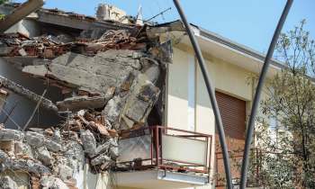 A collapsed building.