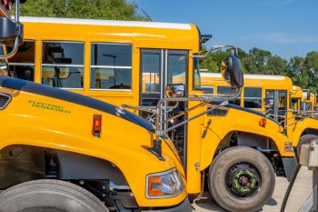 A fleet of electric school buses.