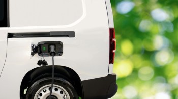 An electric van charging.