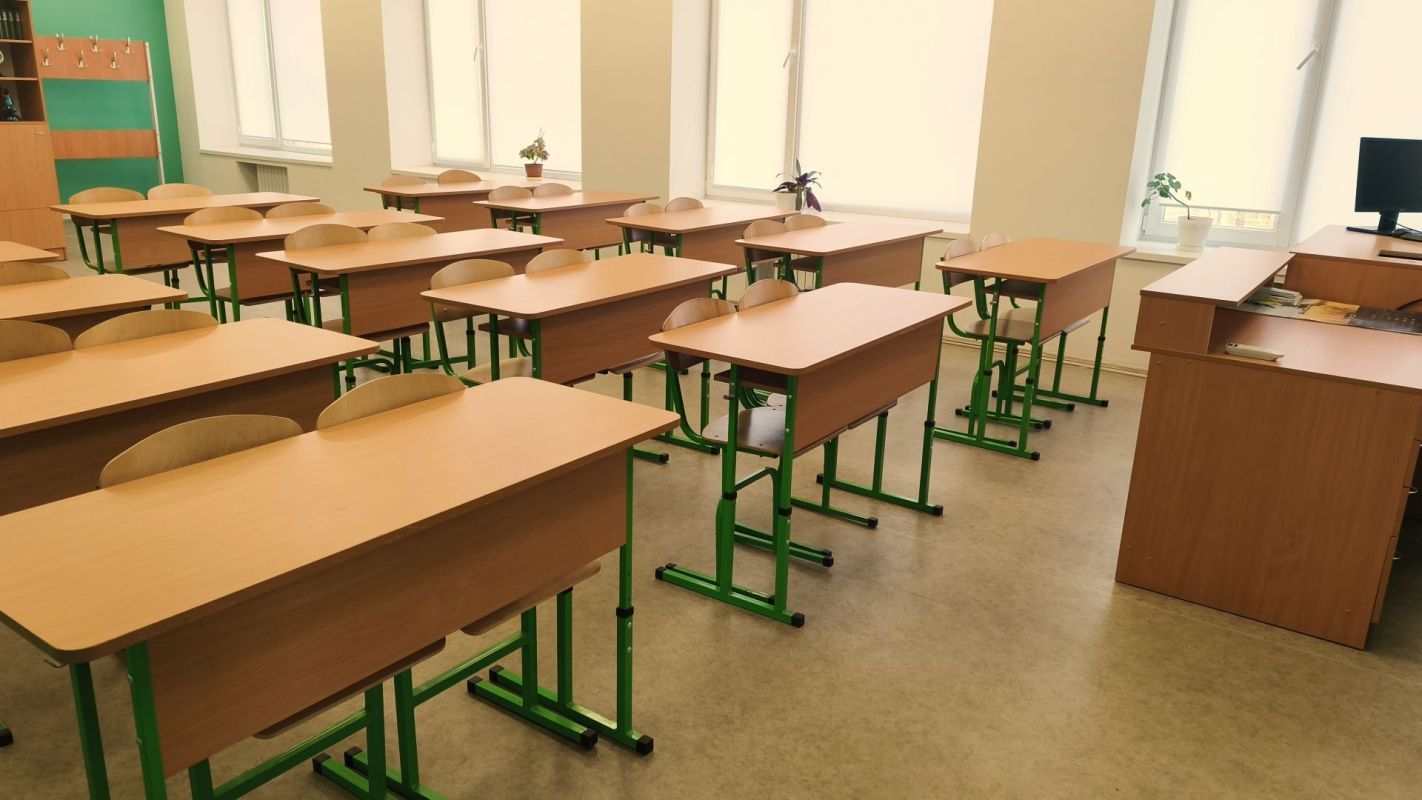 An empty classroom.