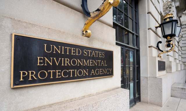 Sign for the United States Environmental Protection Agency on a building exterior.