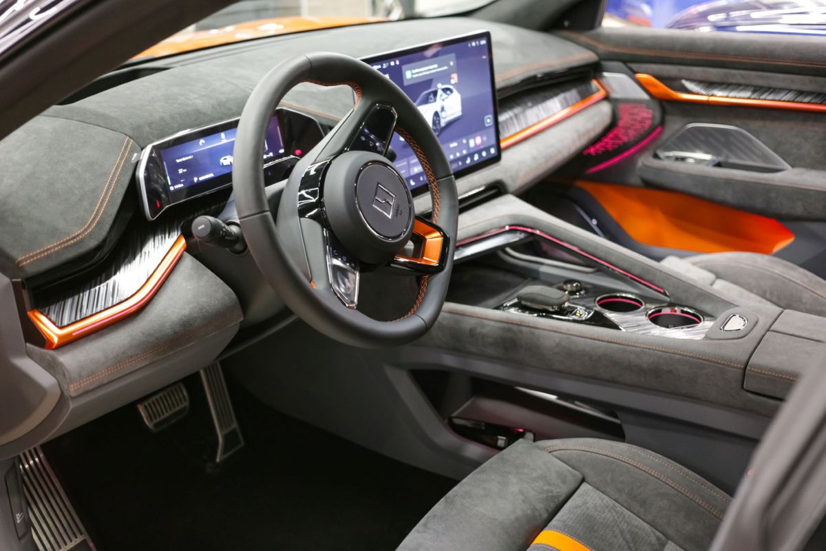 The interior of an electric vehicle.
