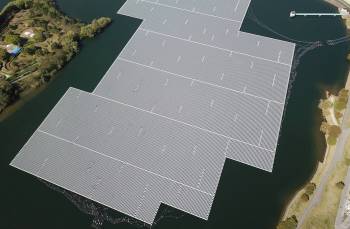 Floating solar panels in Japan.