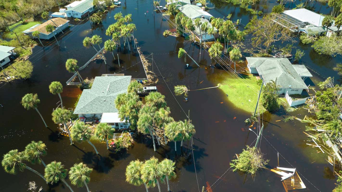 An extremely flooded neighborhood.