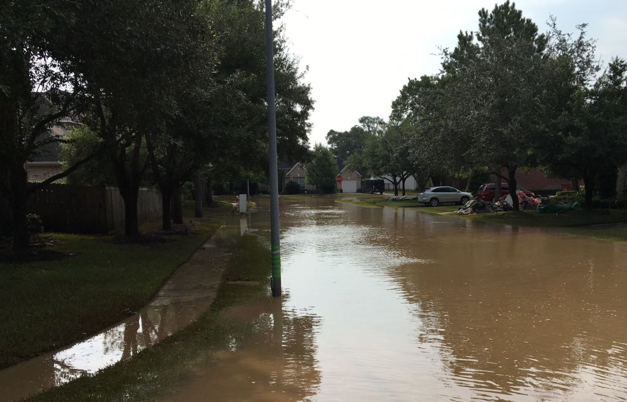 A flooded neighborhood.