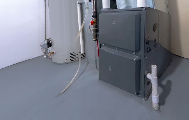 A furnace in the basement.