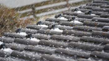 Hail falling on stairs.
