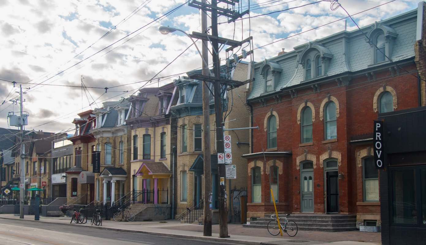 A row of historic buildings in Toronto.