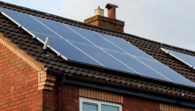 Solar panels installed on the roof of a residential building.
