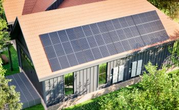 A house with solar panels.