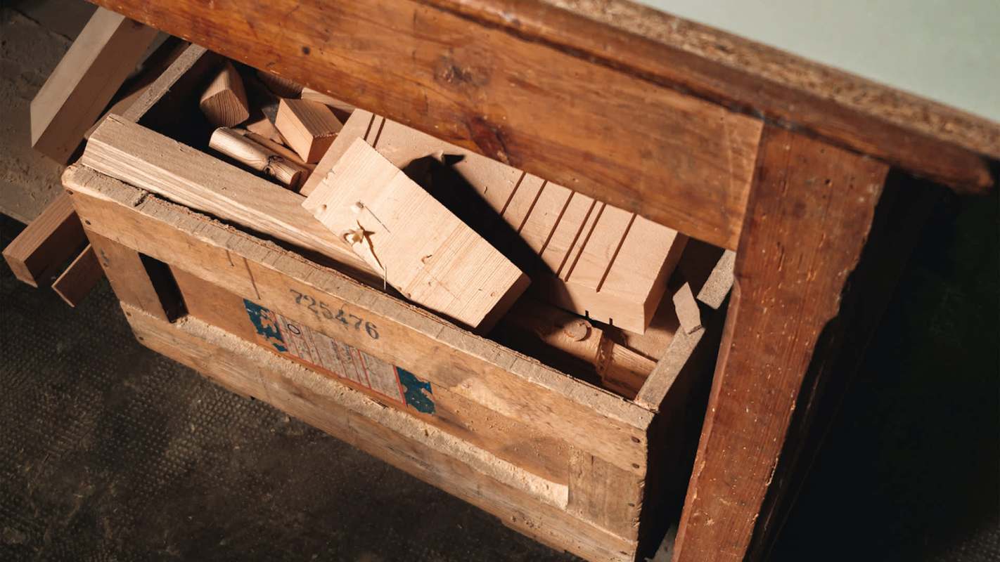 A wooden crate of wood.