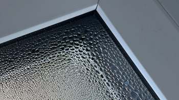 Condensation droplets on a window.