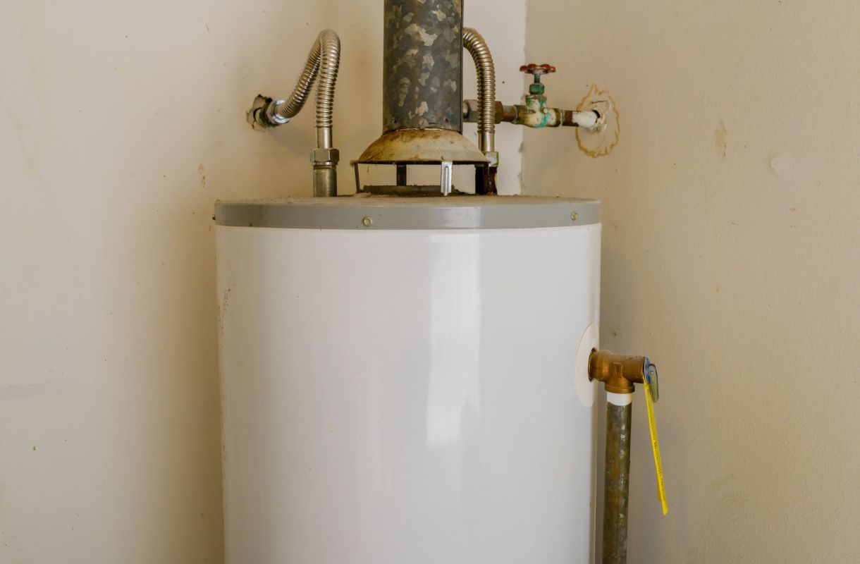 A hot water heater.