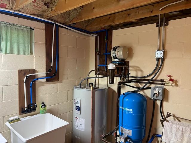A hot water tank.