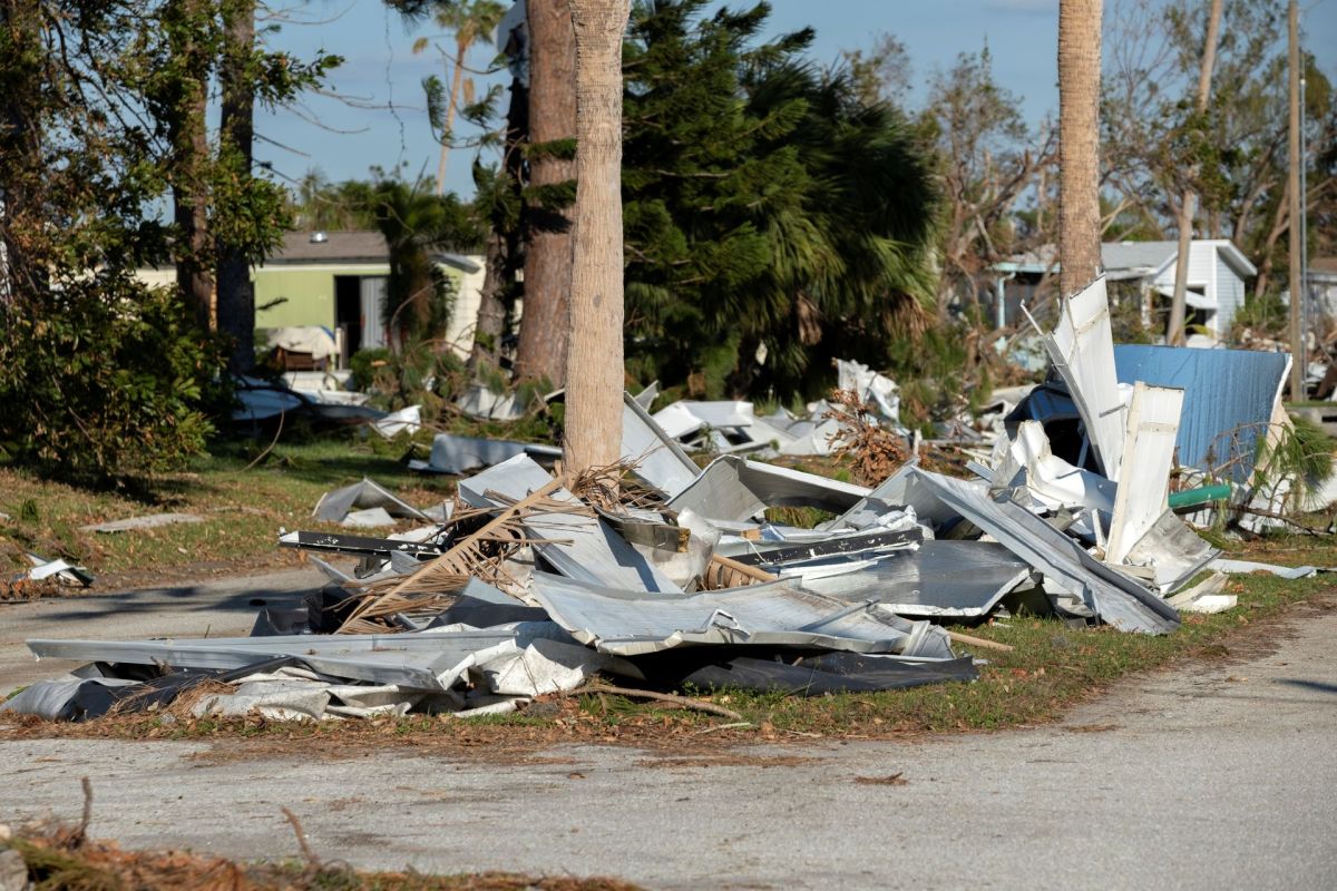 Hurricane damage in a residential neighborhood.