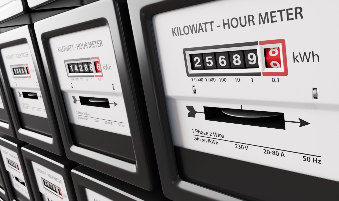 A row of electric meters.
