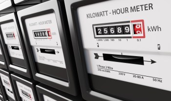 A row of electric meters.