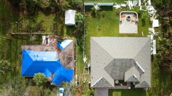 A home with storm damage.