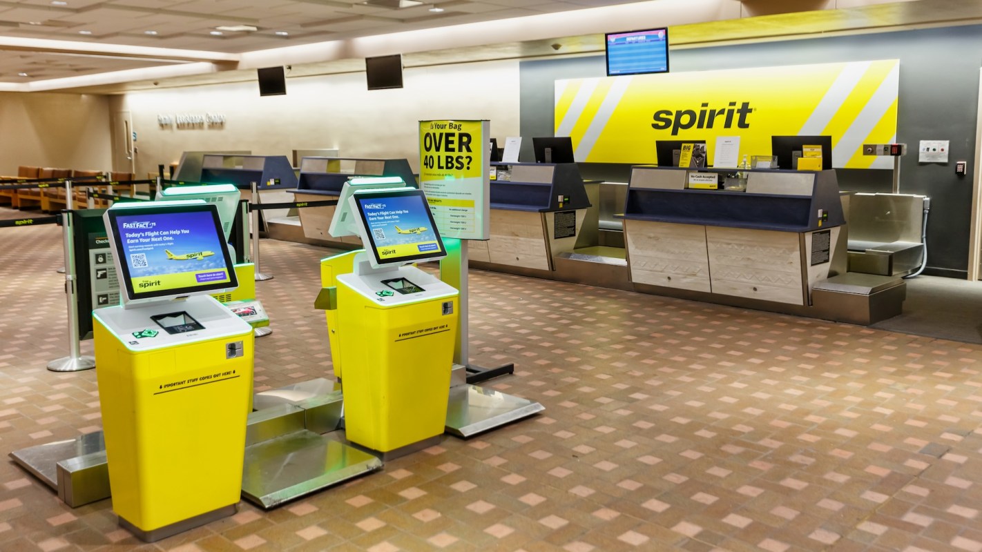 A Spirit Airlines check-in area.