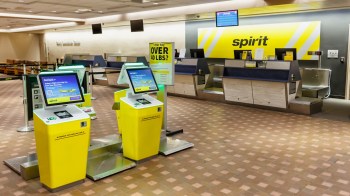 A Spirit Airlines check-in area.
