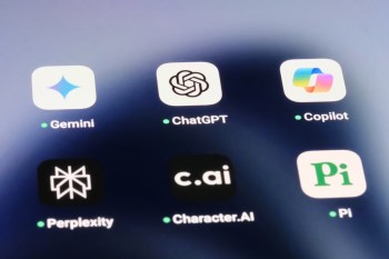 A smartphone screen displaying various app icons, including Gemini, ChatGPT, and Copilot.