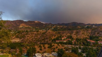 Wildfire smoke near the Hollywood sign.