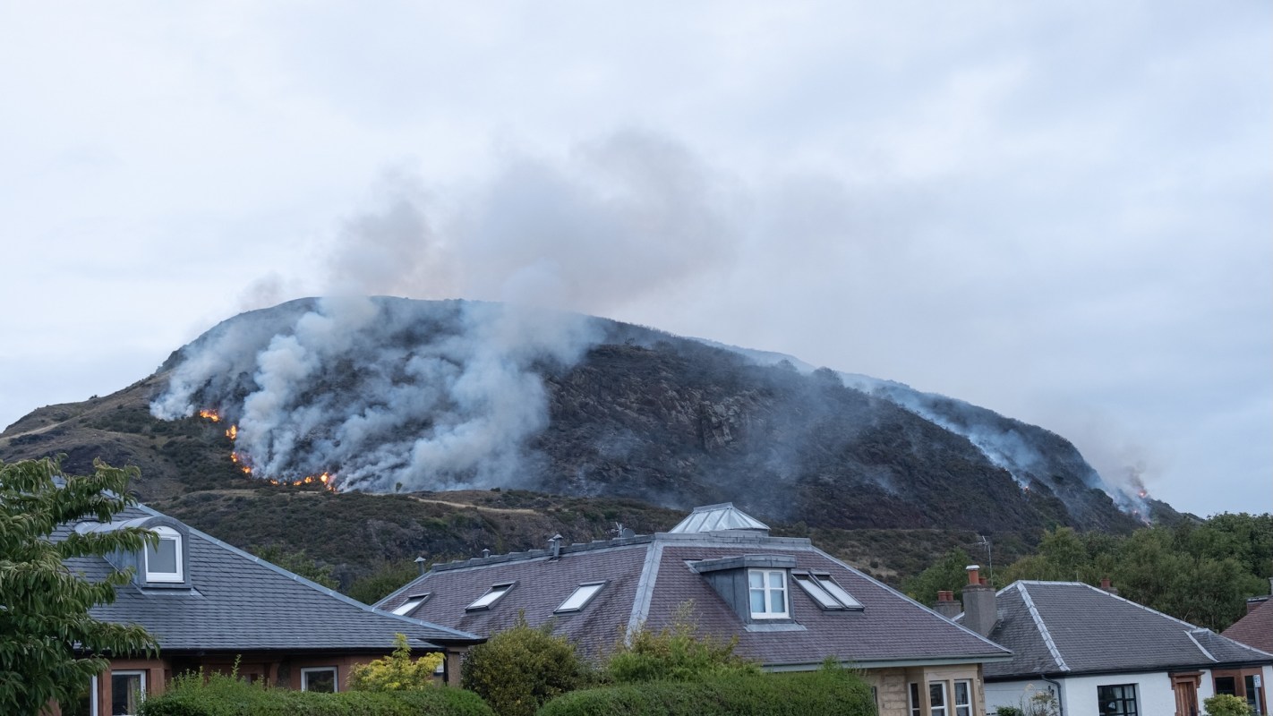 Small fires on a mountain.