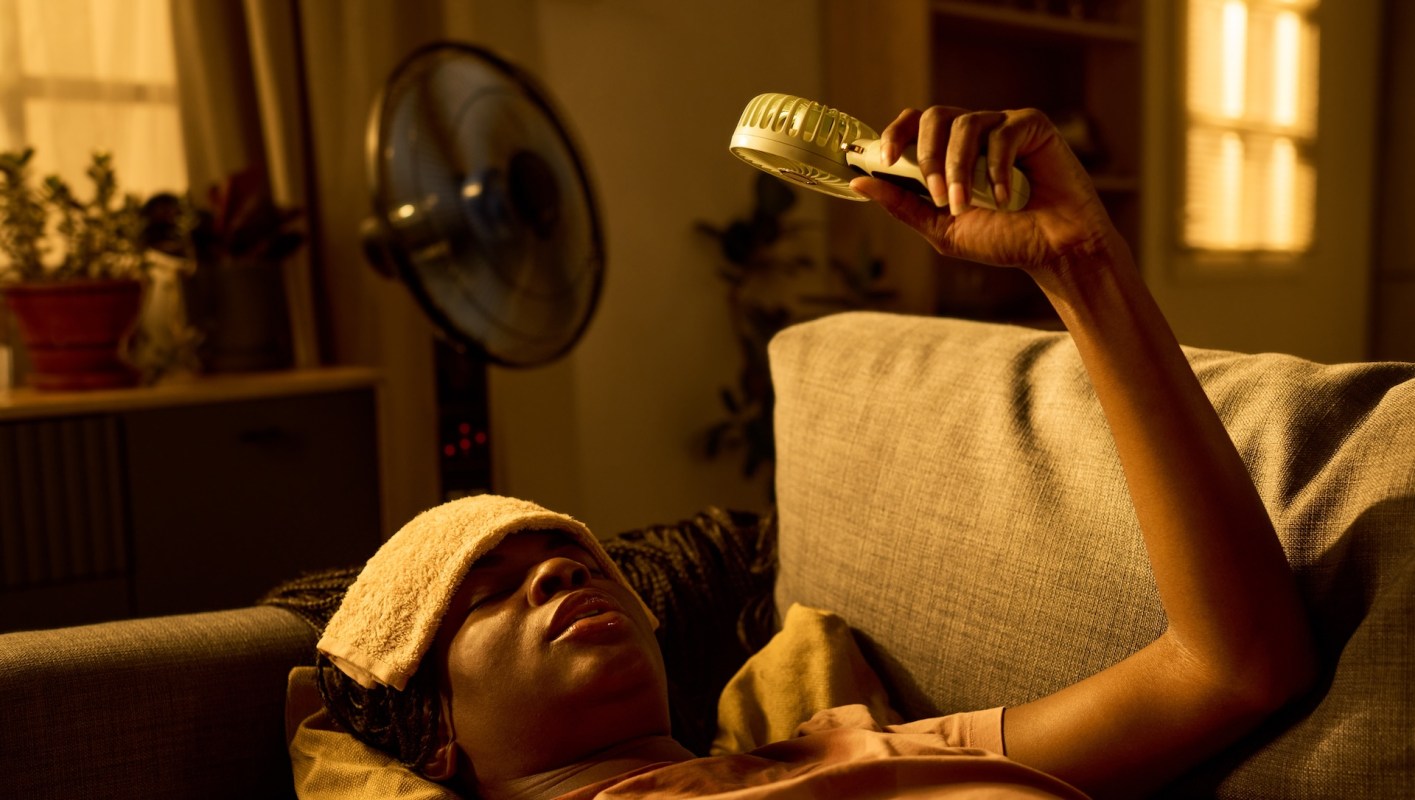 A person inside during a heat wave.