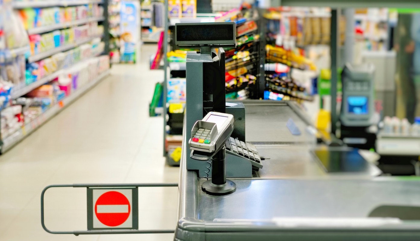 A checkout counter at a retail store.