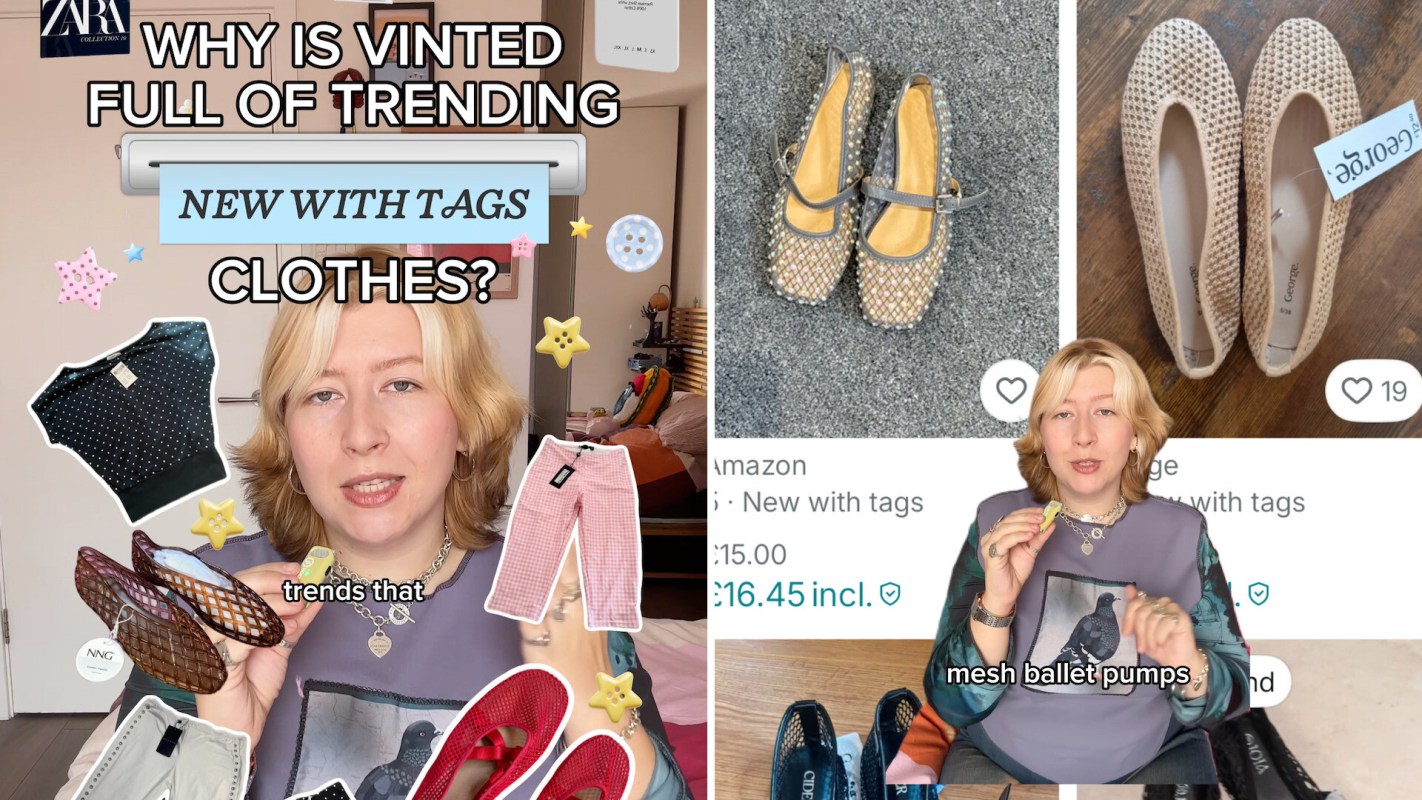 A person talking about thrifting microtrends.