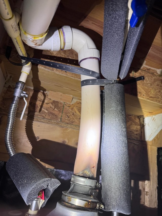 Pipes with an insecure fitting.