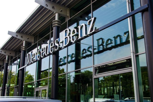 A Mercedes-Benz showroom.