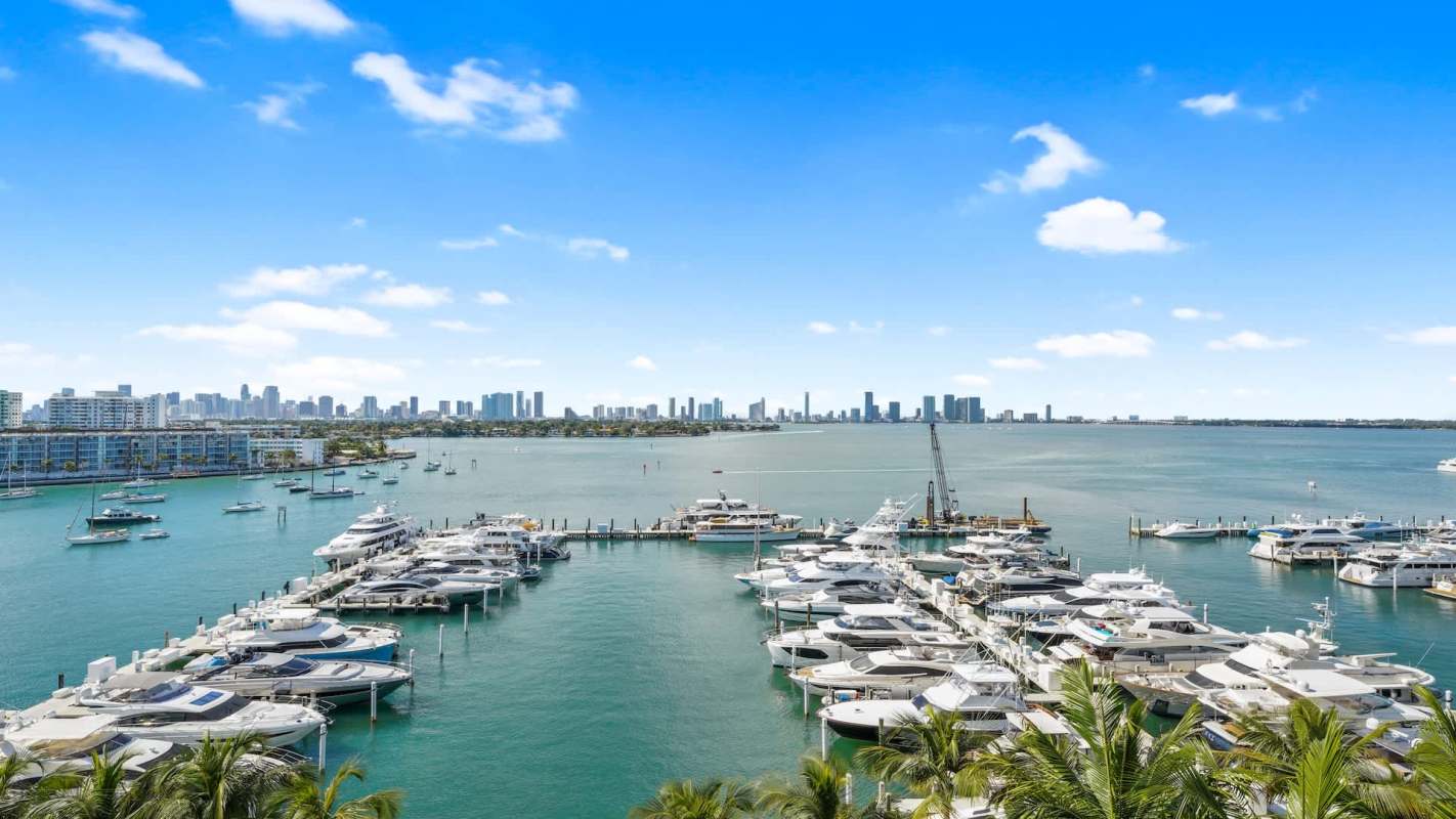 A marina with views of Miami.