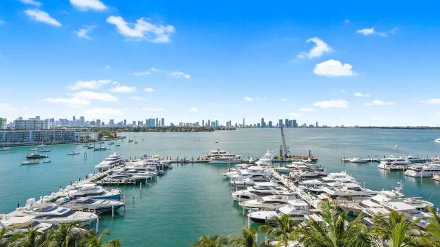 A marina with views of Miami.