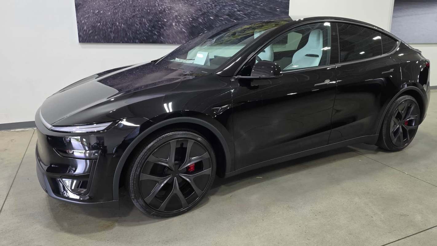 A black Tesla Model Y.