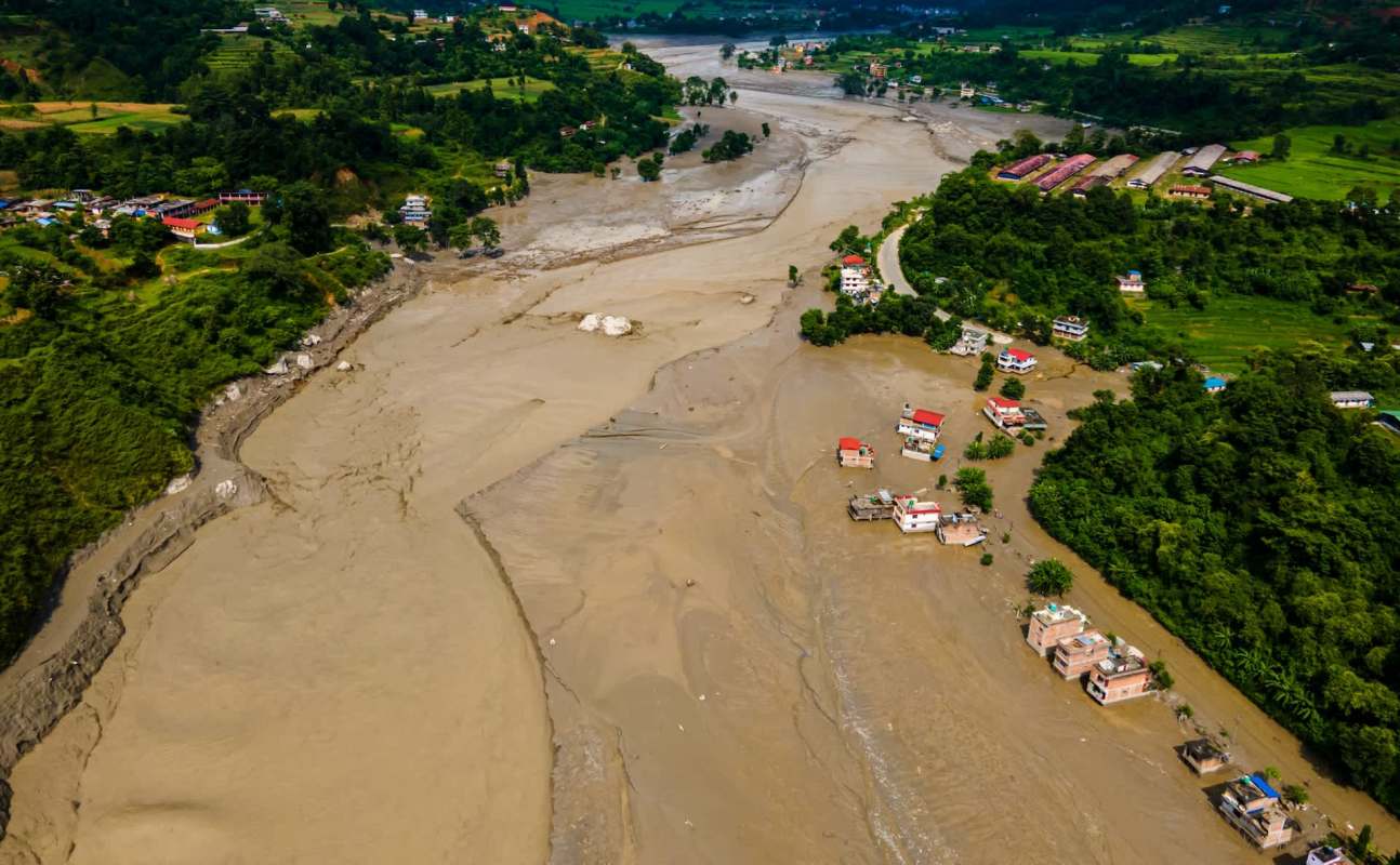 A large flood in Nepal.