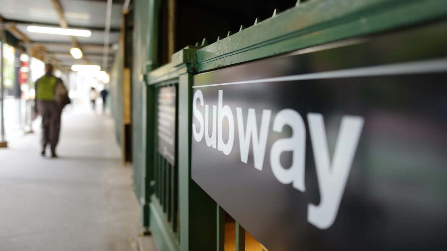 A New York City subway entrance.