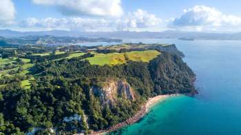 A cliffside beach in New Zealand.