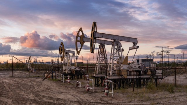 Oil wells.