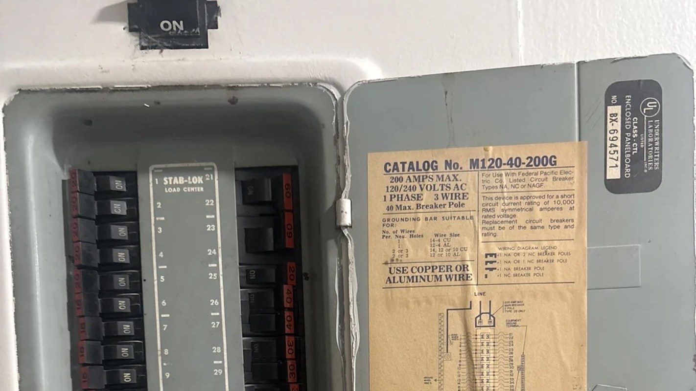 A circuit breaker panel.