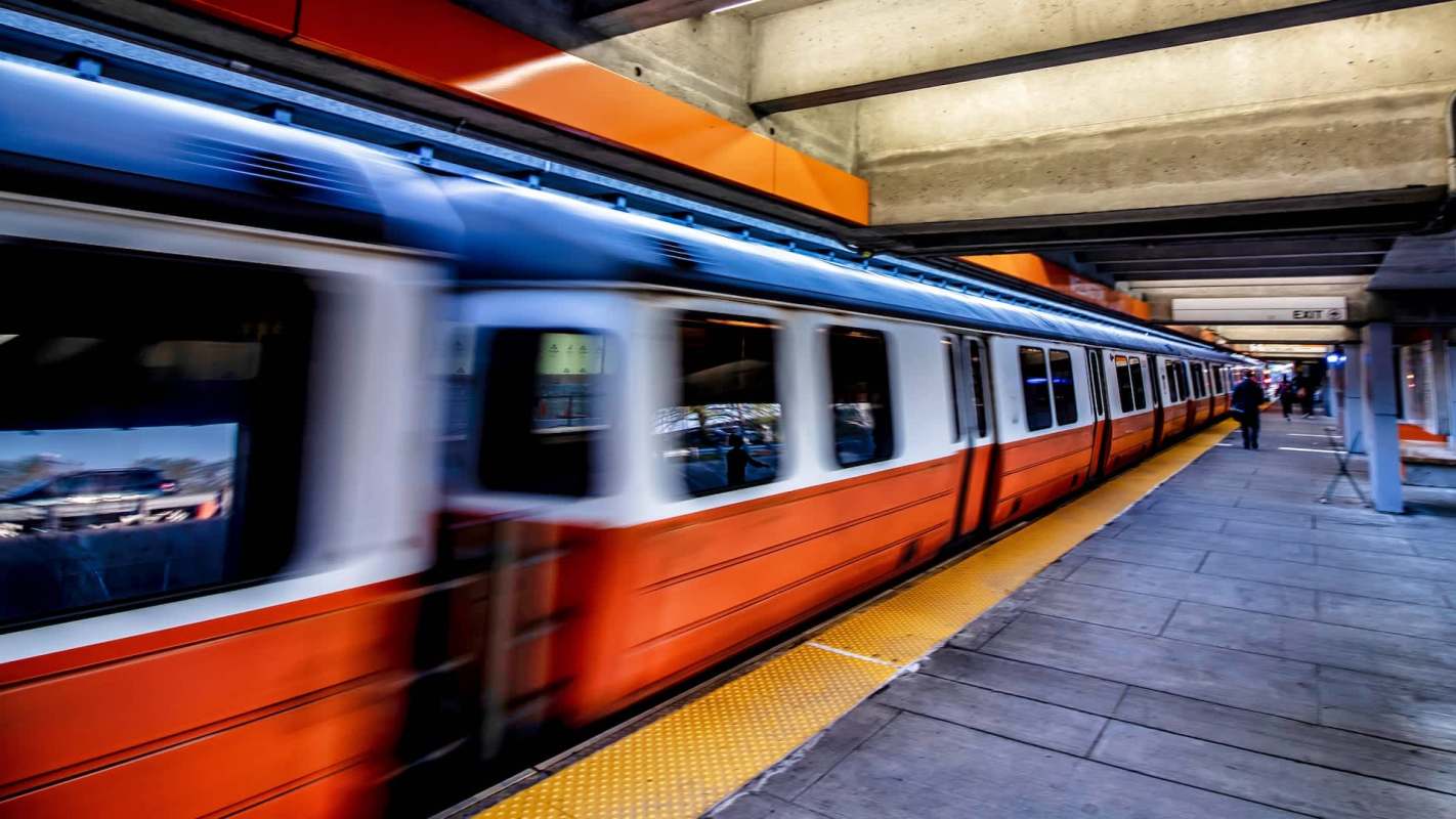 A subway train.