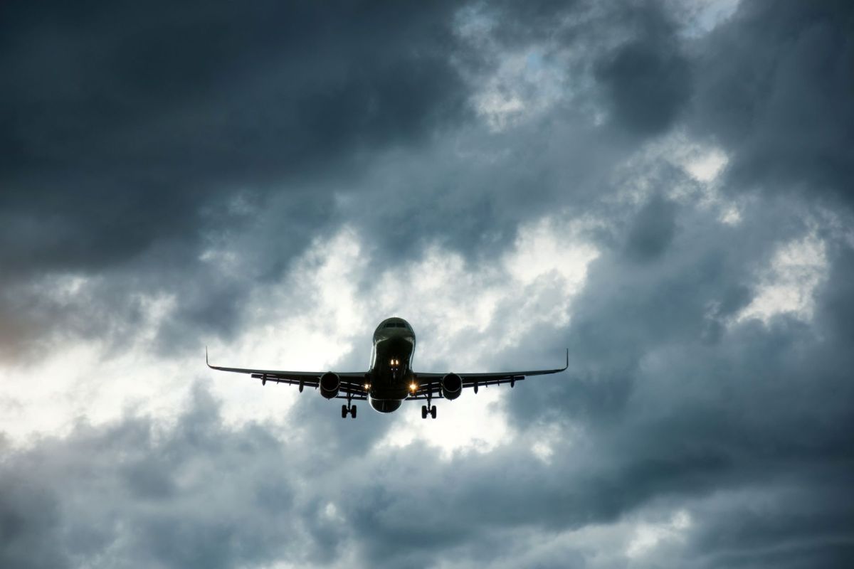 A plane landing.
