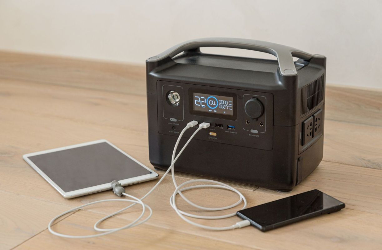 A portable battery.