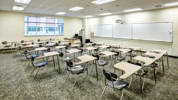 An empty classroom.