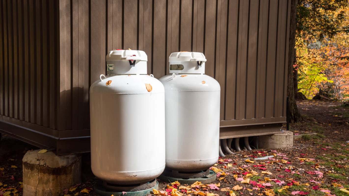 Propane tanks.