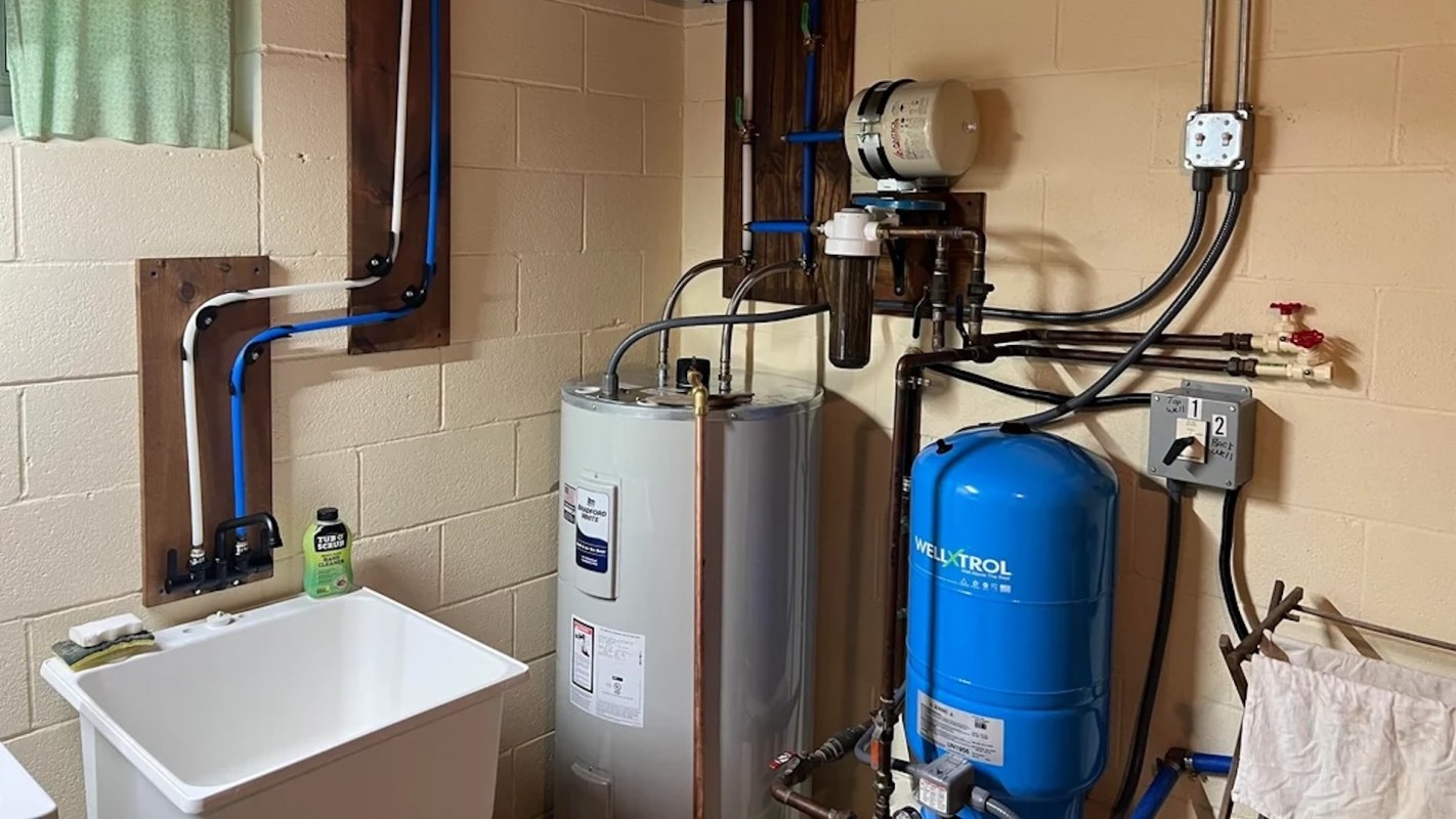 A hot water tank.