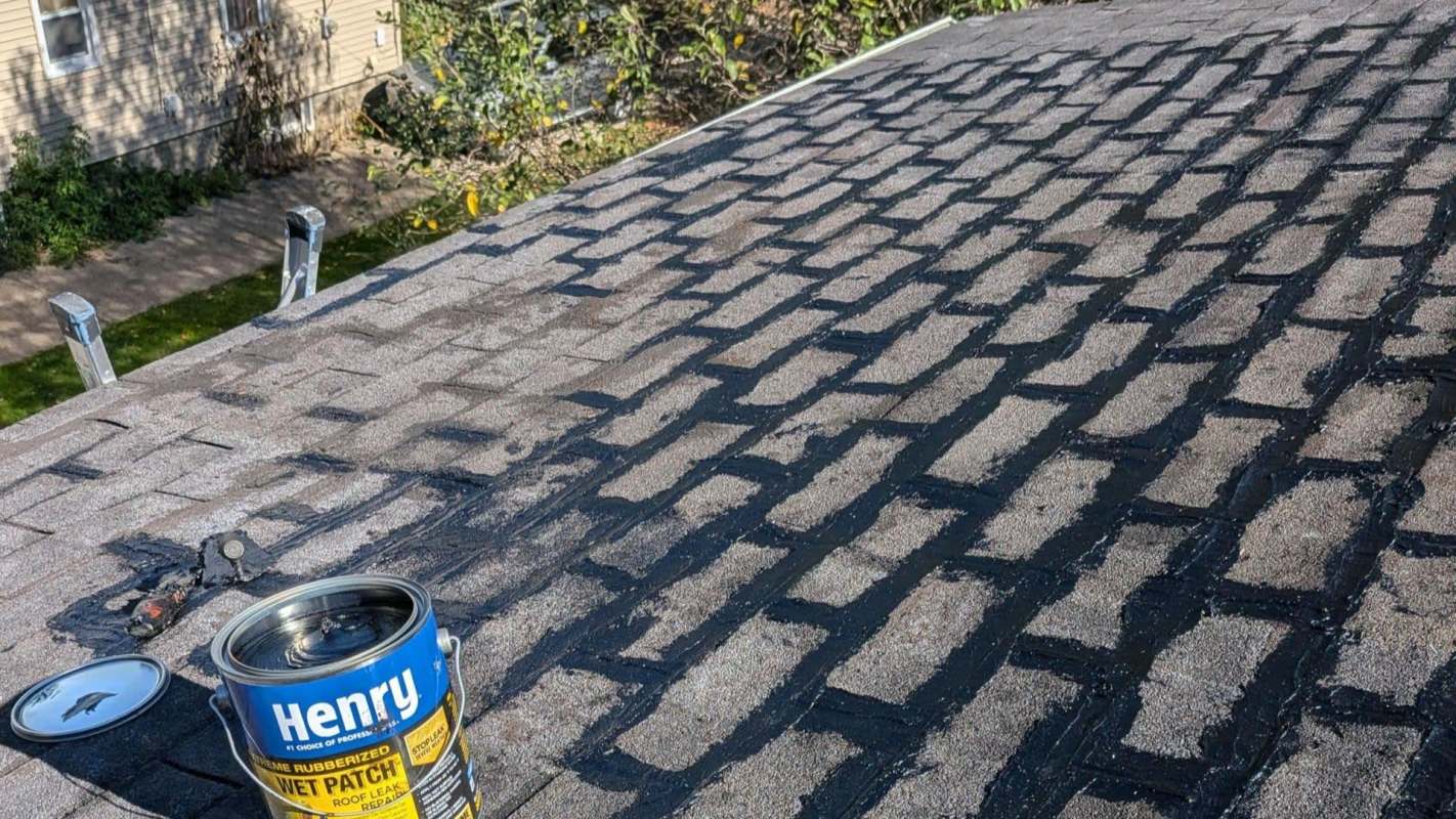 Patching a roof.