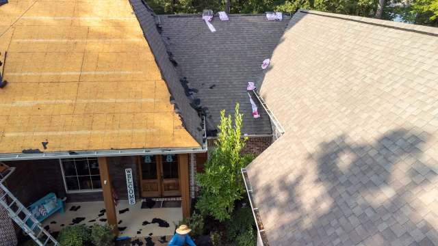 A roof under repair.