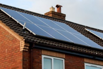 A home with rooftop solar.