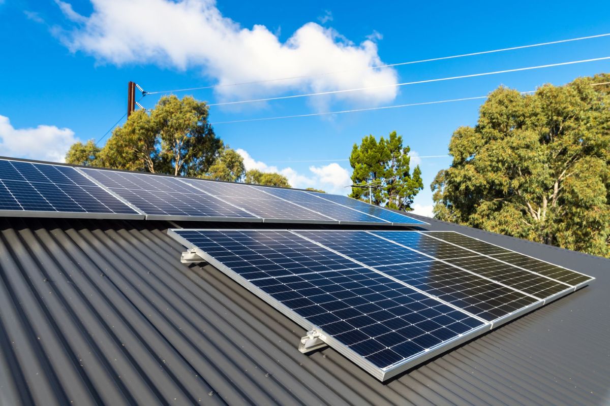 Solar panels on a roof.